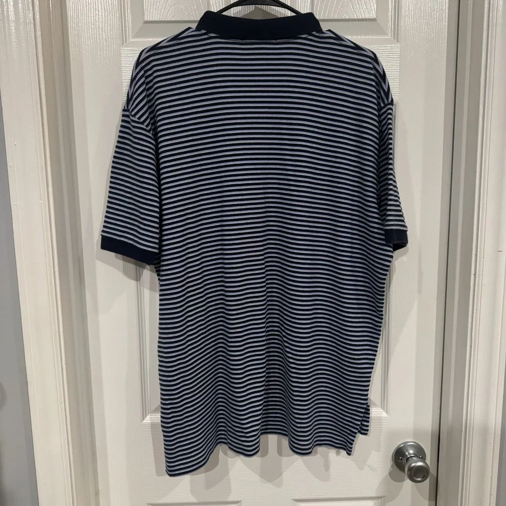 Polo Ralph Lauren 100% Cotton Blue & White Striped Short Sleeve Size X-Large XL‎